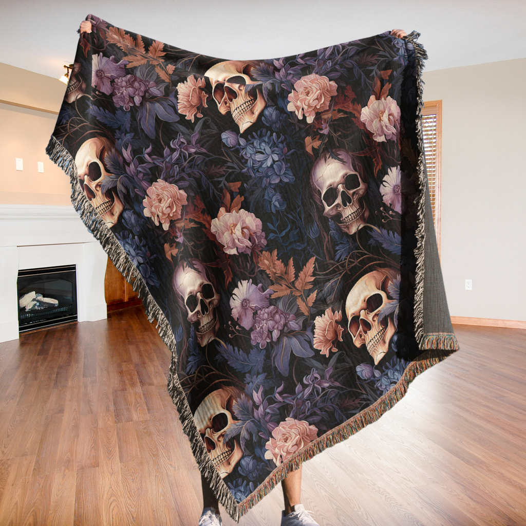Creepy Cute Skull Woven Blanket: A Halloween Oddity with Charm
