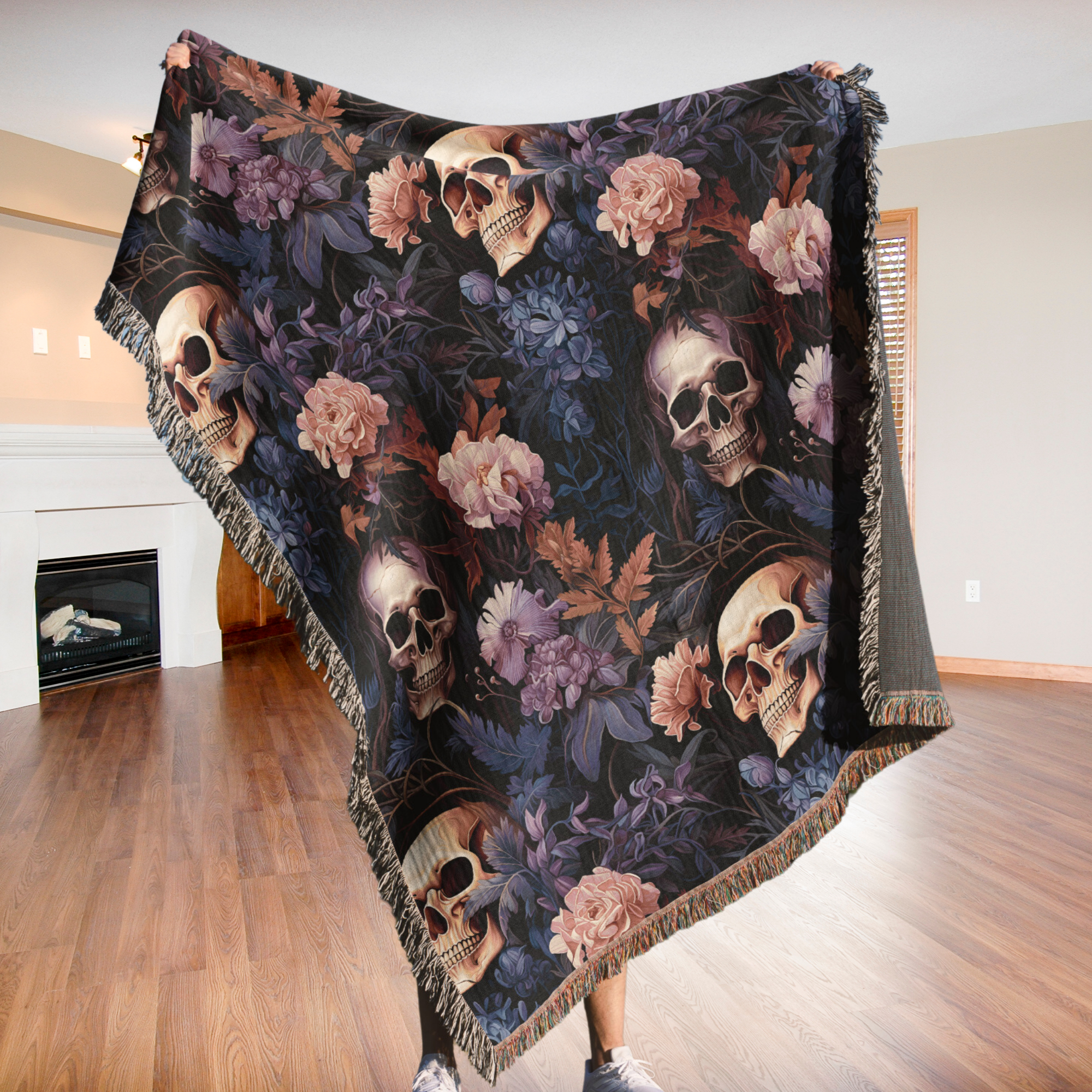 Creepy Cute Skull Woven Blanket: A Halloween Oddity with Charm