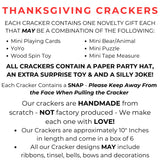 Handmade Thanksgiving crackers stacked to show the orange and gold trim