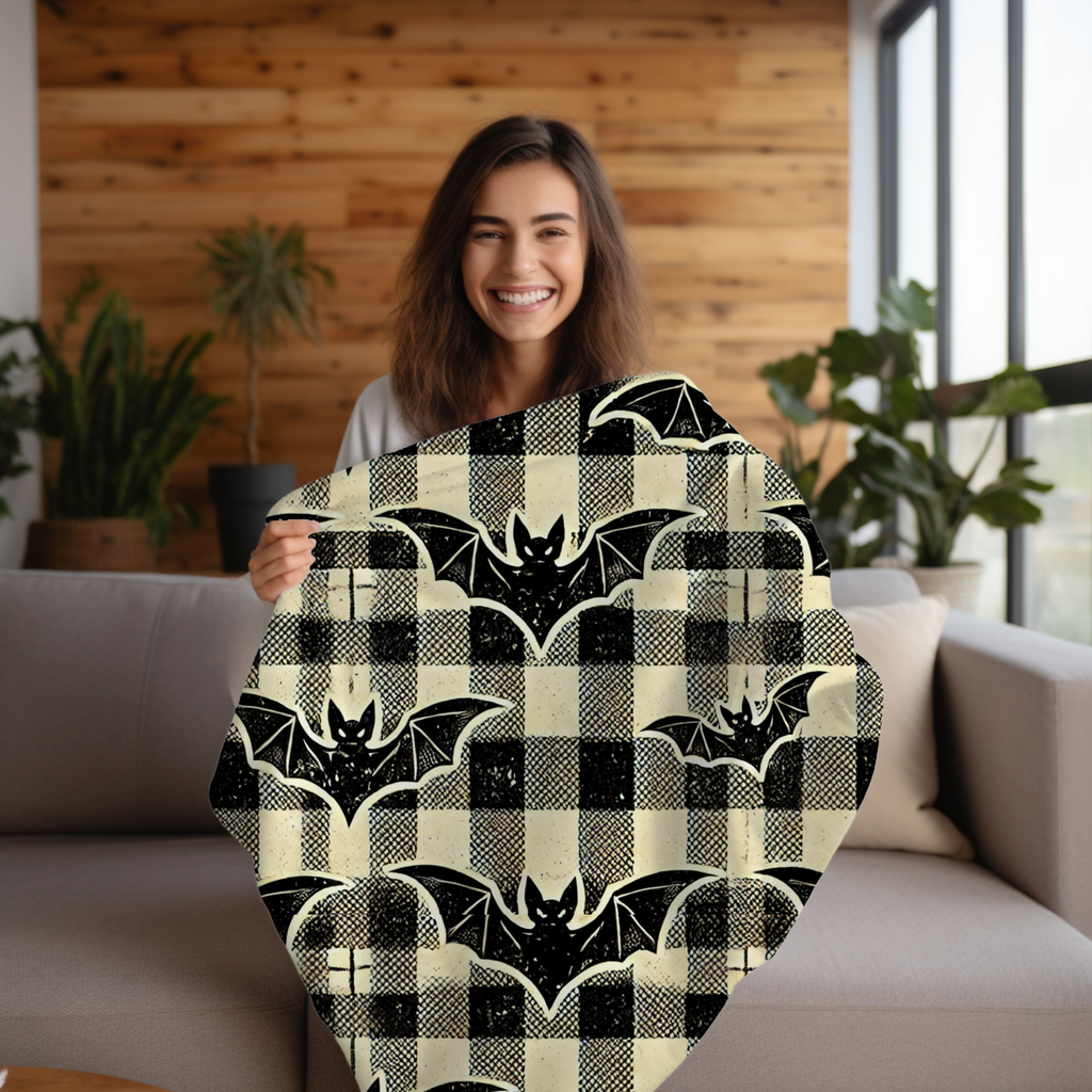 Bat Blanket Vintage Plaid Halloween Blanket