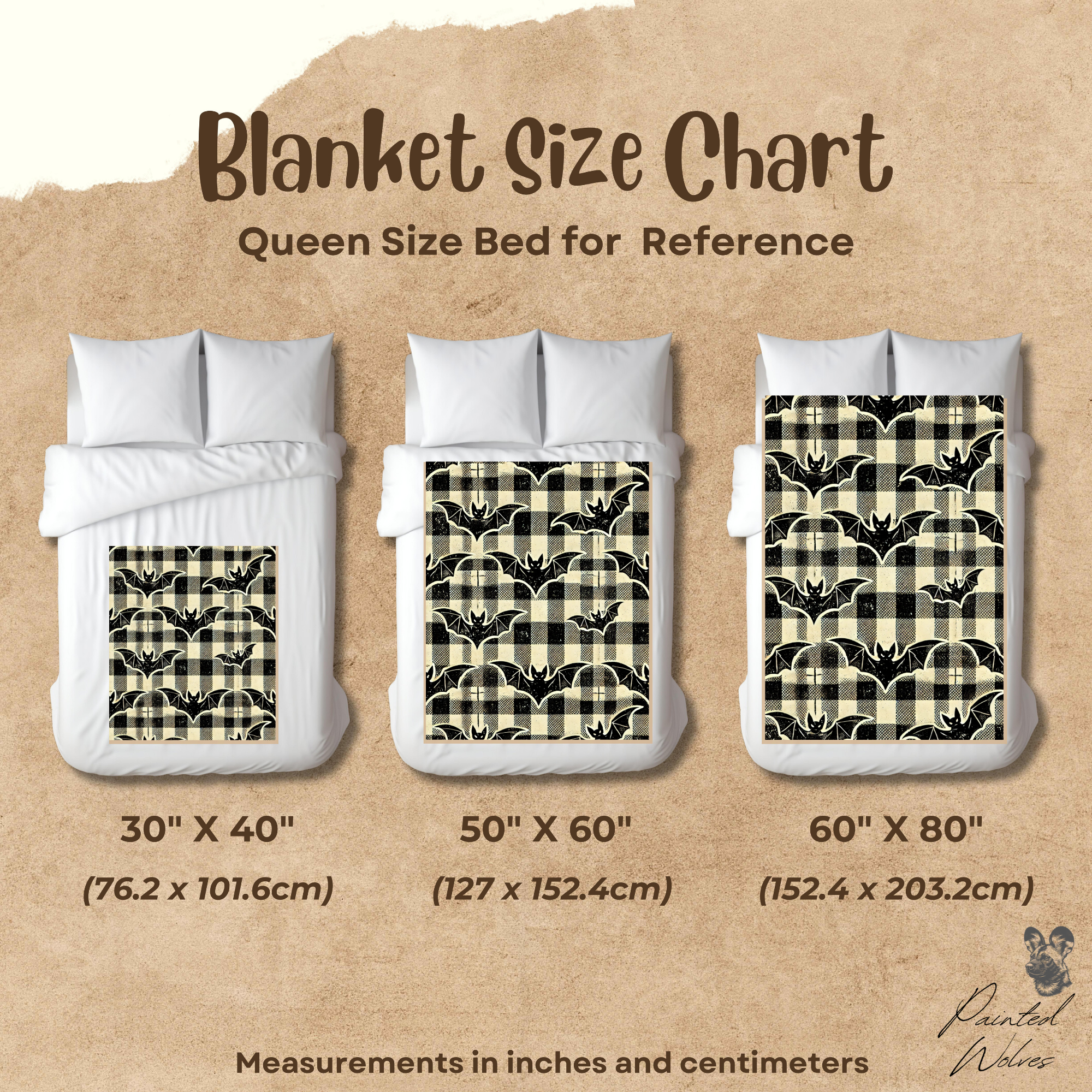 Bat Blanket Vintage Plaid Halloween Blanket