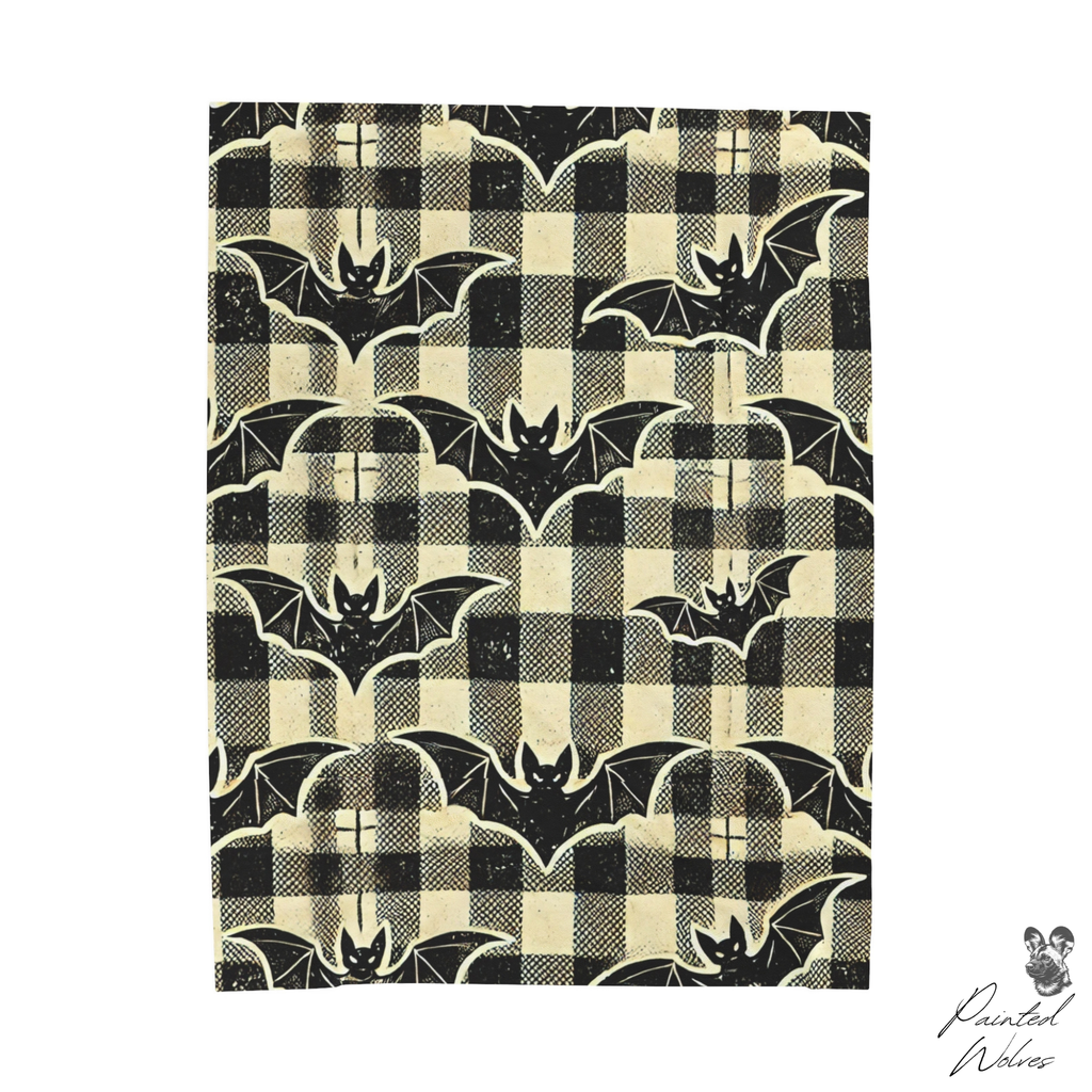 Bat Blanket Vintage Plaid Halloween Blanket