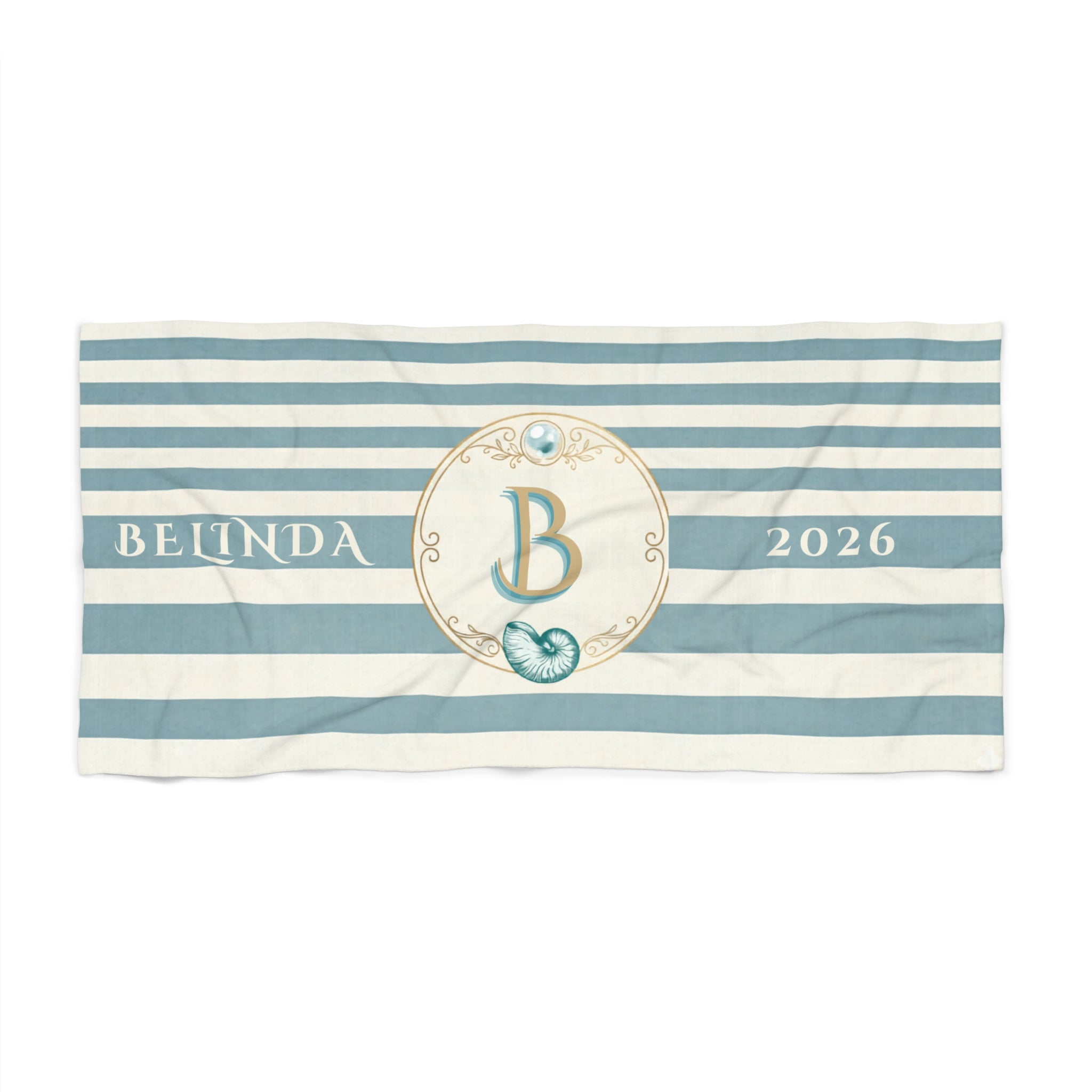 Personalized Cabana Stripe Beach Towel | Custom Monogram & Year | Oversized