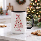 Coquette bow tree mug with black handle
