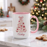 Coquette bow tree mug with pink handle