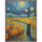 Van Gogh Halloween Woven Blanket: A Masterpiece of Autumn Mischief