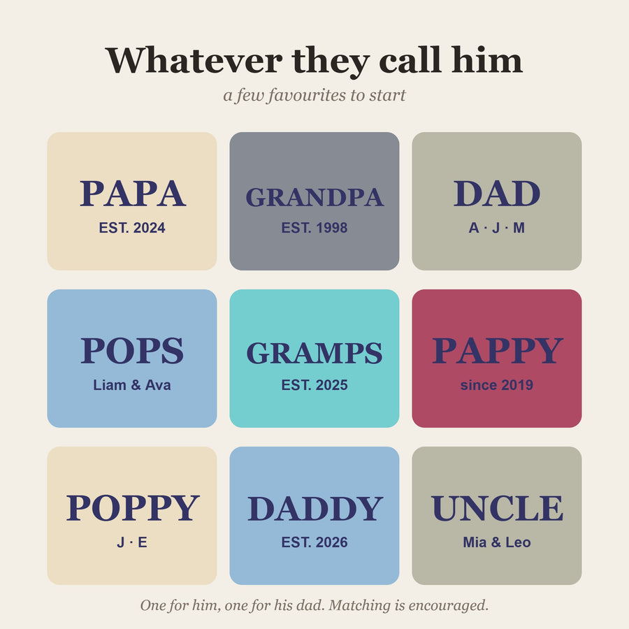 Nickname ideas: Papa, Grandpa, Dad, Pops