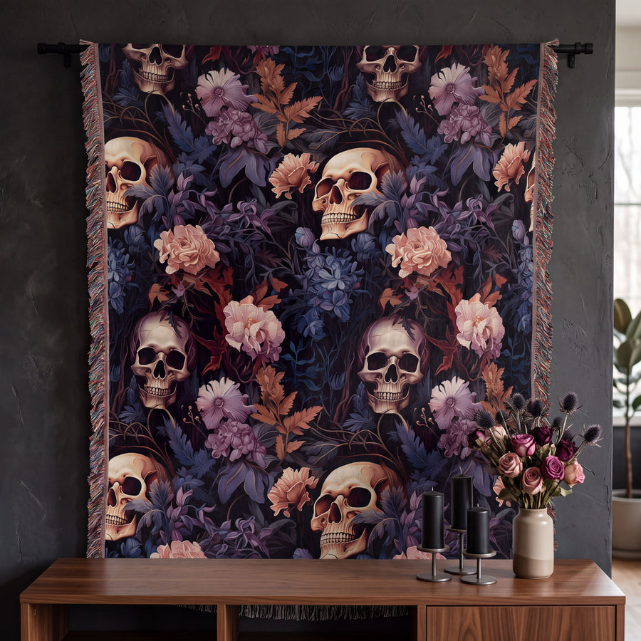 Questionably Cute Skull Woven Blanket
