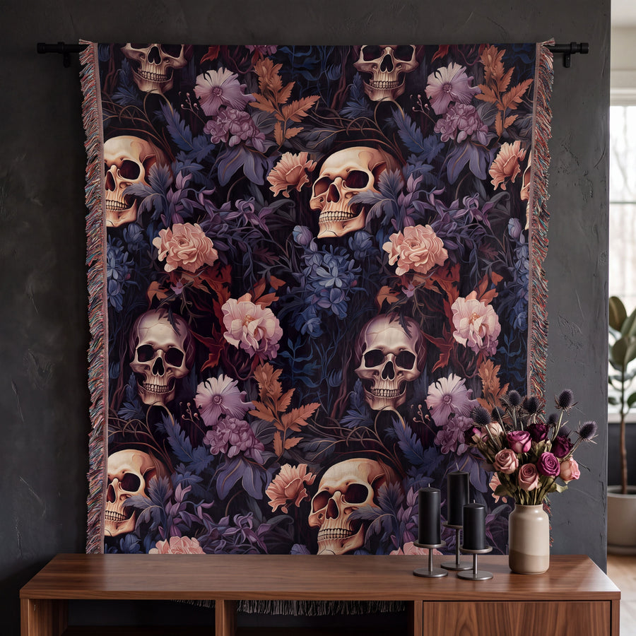 Questionably Cute Skull Woven Blanket
