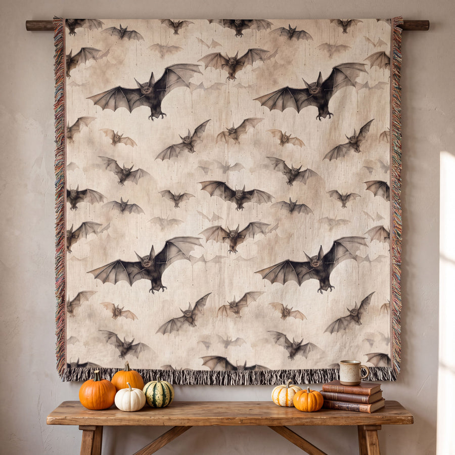Bat Blanket Halloween Blanket Woven Tapestry