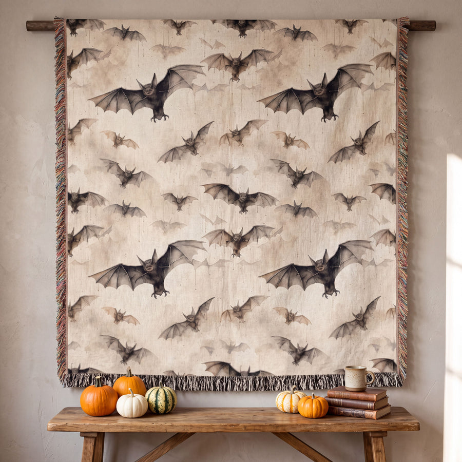 Bat Blanket Halloween Blanket Woven Tapestry