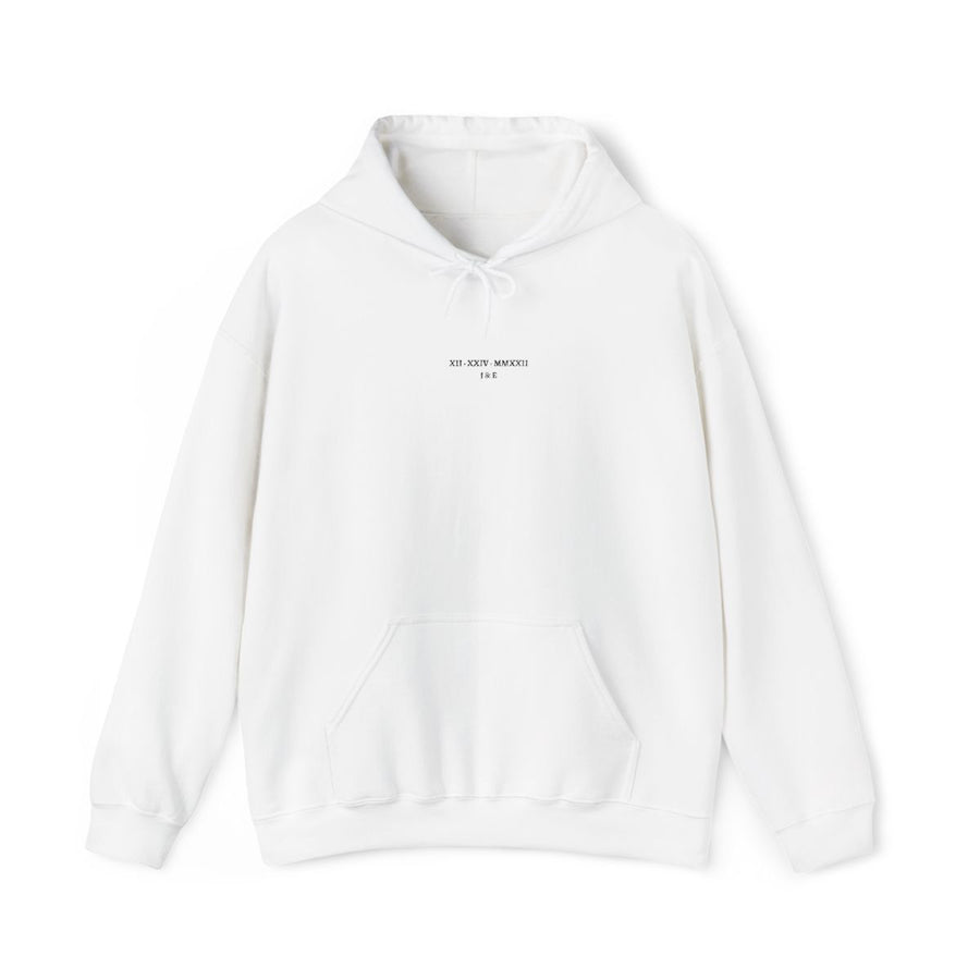Custom Roman Numeral Hoodie, Embroidered Anniversary Date Sweatshirt with Initials, Matching Couples Hoodies, Gift for Him or Her