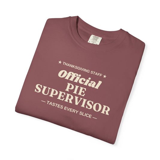 Brick Official Pie Supervisor tee folded to show the front print