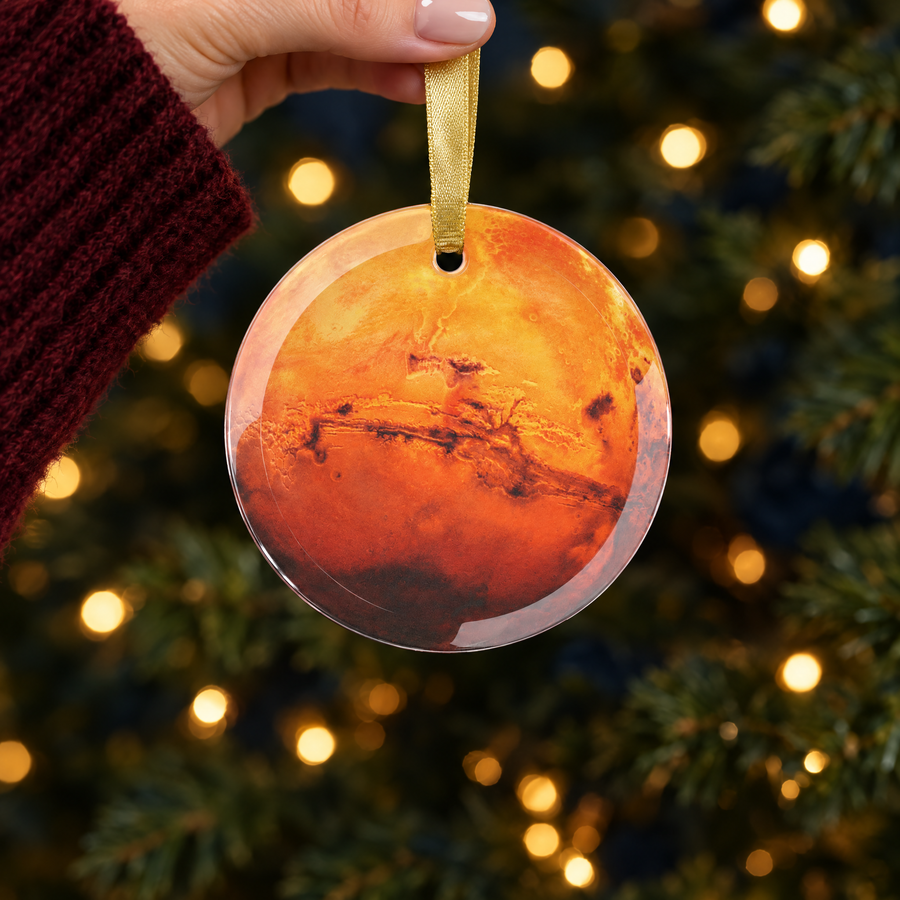 Mars Glass Christmas Ornament, Solar System Planet Ornament