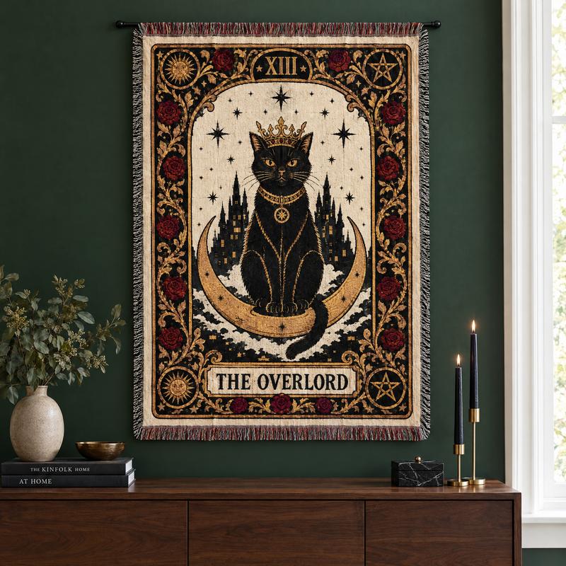 Overlord Black Cat Tarot Woven Blanket