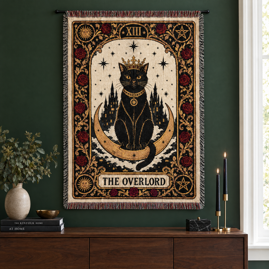 Overlord Black Cat Tarot Woven Blanket