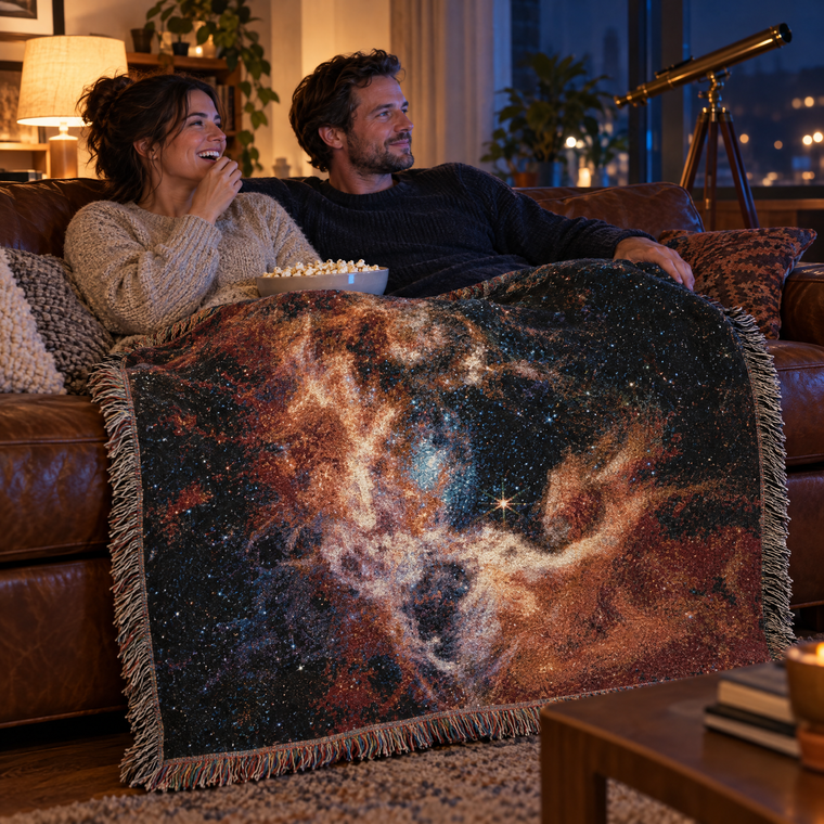 NASA JWST Tarantula Nebula Woven Blanket