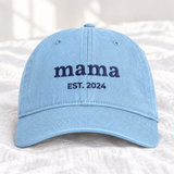 Personalized embroidered hat in hydrangea blue