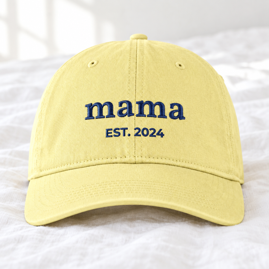 Custom mama hat in butter yellow