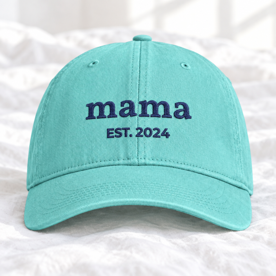 Embroidered mama cap in chalky mint