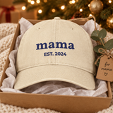 Embroidered mama hat in a gift box, Christmas gift for mom