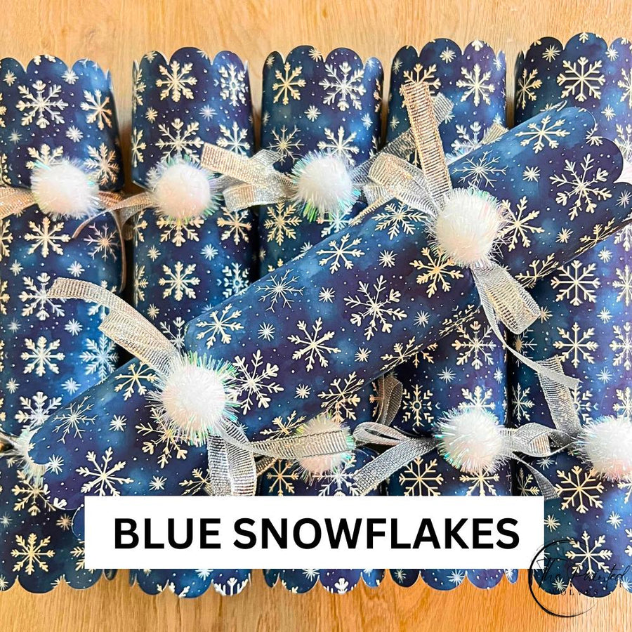 The Blue Snowflakes design named on the photo, navy crackers with snowflakes and silver ties