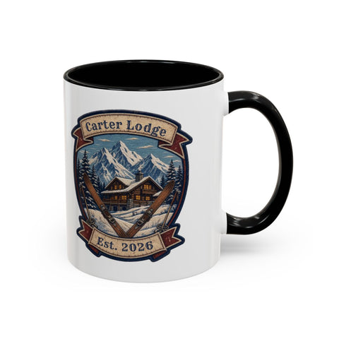 Personalized Ski Lodge Mug, Family Last Name Est Year Mug