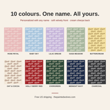 Colour chart for the personalized name blanket showing 10 colours
