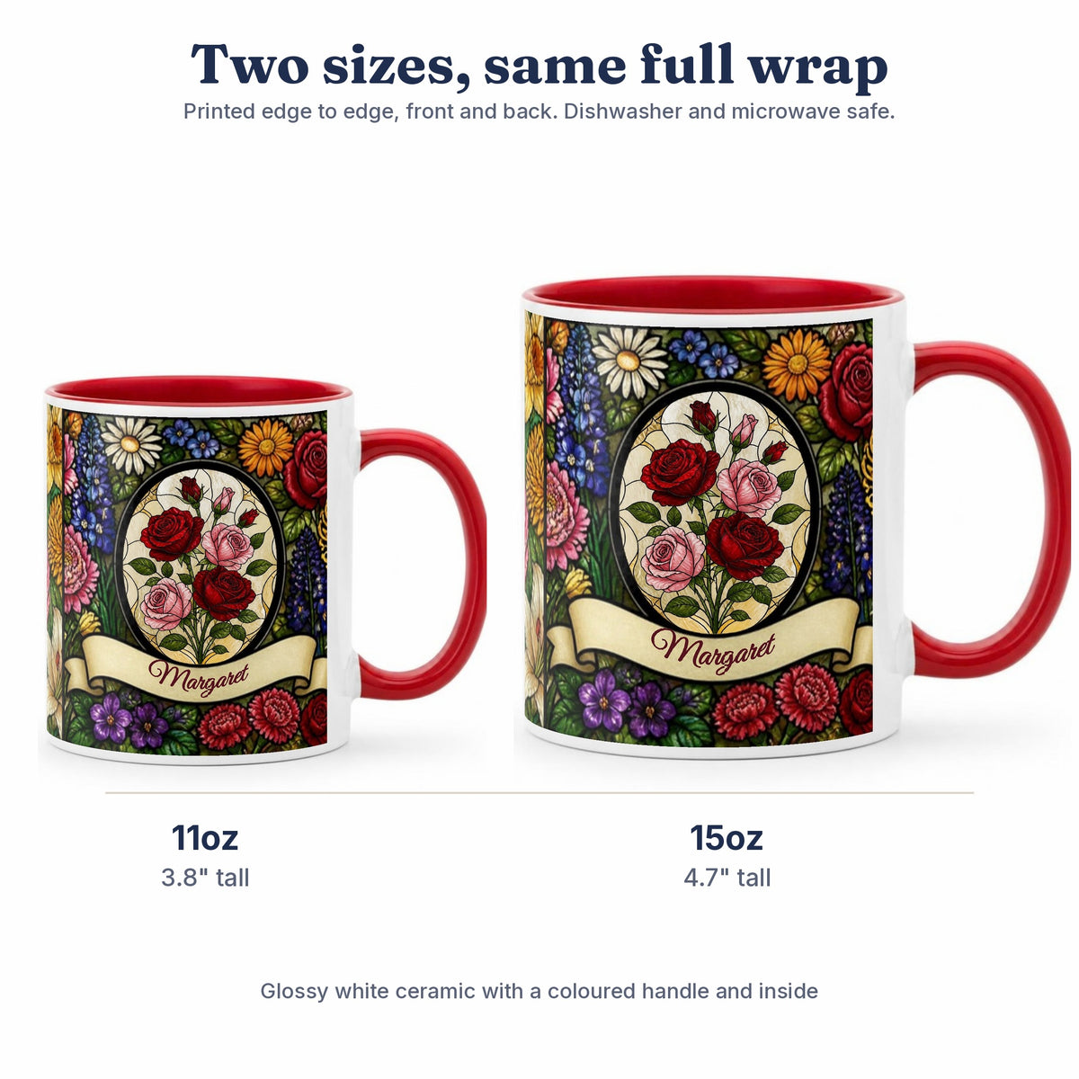 11oz and 15oz mug sizes side by side
