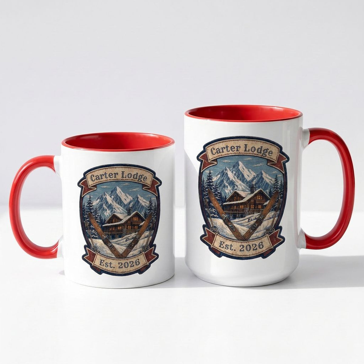 Ski lodge mug in 11oz and 15oz