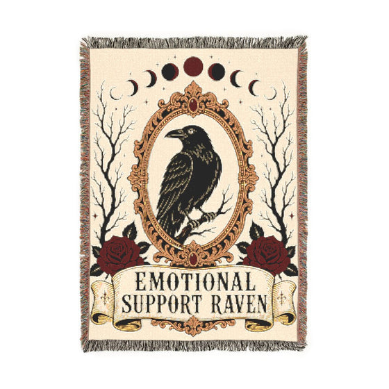 Emotional Support Raven Woven Blanket