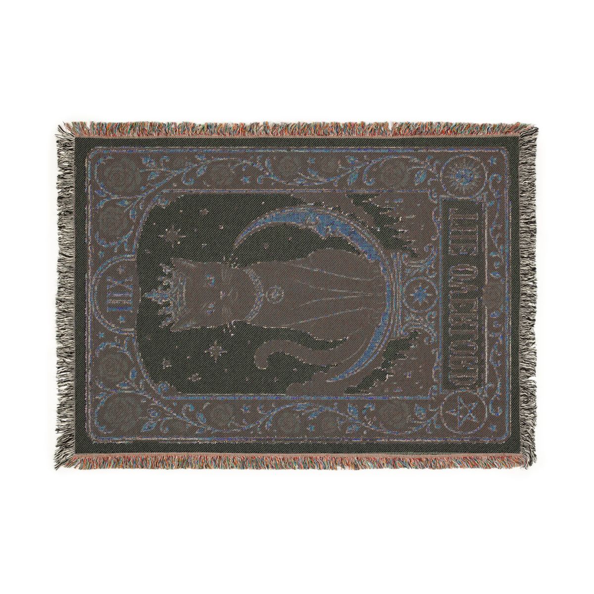 Reverse side of the Overlord woven blanket in muted tones
